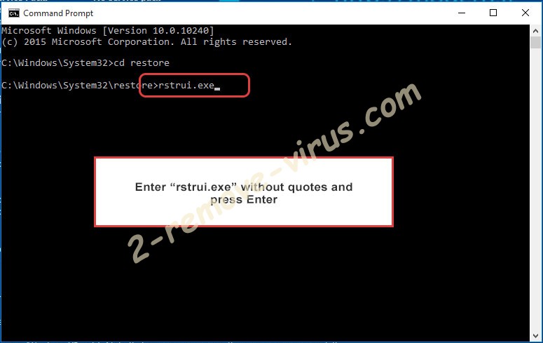 Delete Cggbt Ransomware - command prompt restore execute