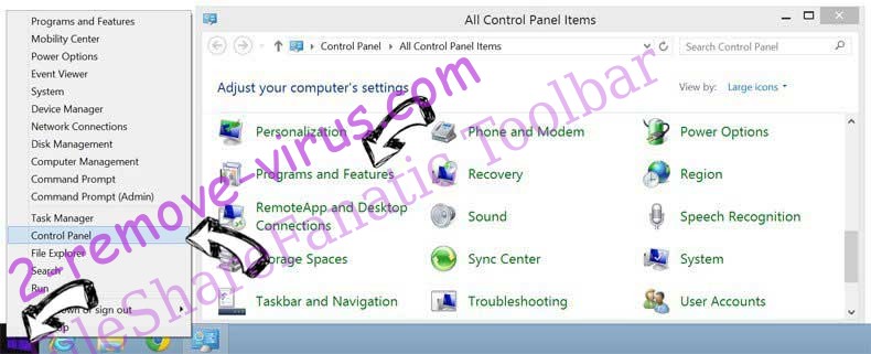 Delete FileShareFanatic Toolbar from Windows 8