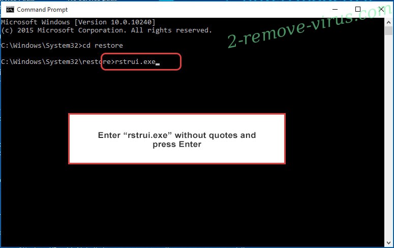 Delete SEX3 Ransomware - command prompt restore execute