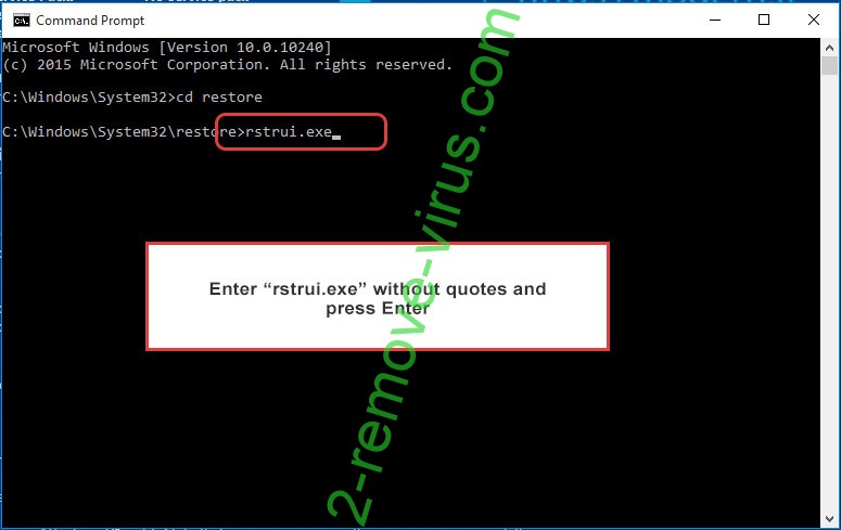 Delete Honor ransomware - command prompt restore execute