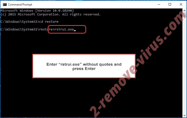 Delete French ransomware - command prompt restore execute