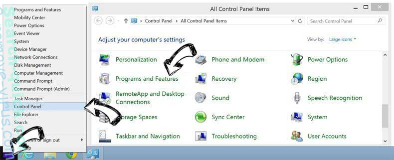 Delete TabX browser extension from Windows 8