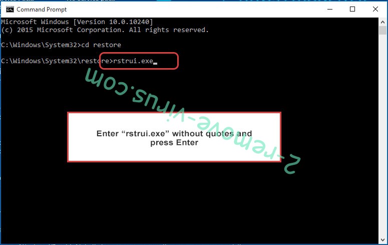 Delete TurkStatik ransomware - command prompt restore execute