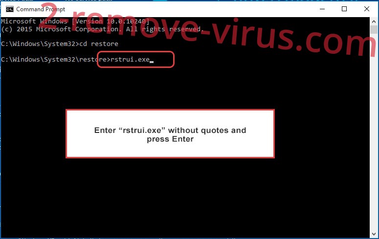 Delete Jaff ransomware virus - command prompt restore execute