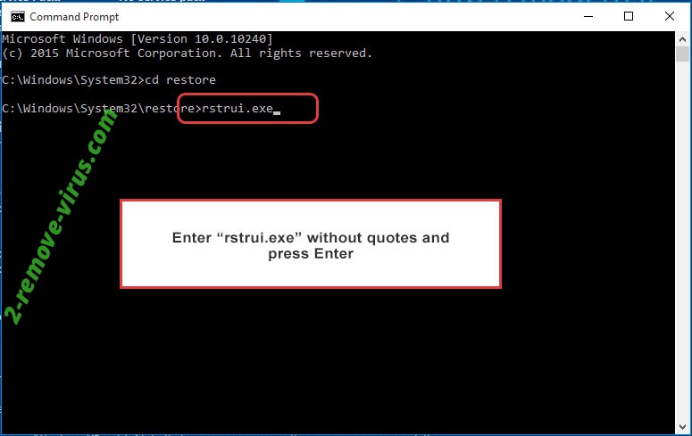 Delete Jawr Ransomware - command prompt restore execute