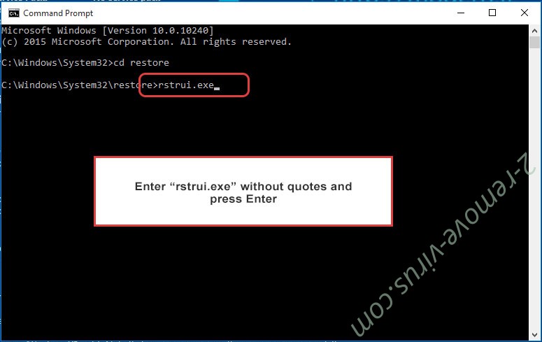 Delete Foo ransomware - command prompt restore execute