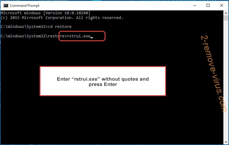 Delete Mallox ransomware - command prompt restore execute