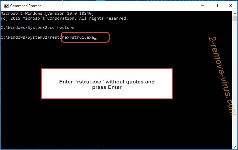 Delete NoValid Ransomware - command prompt restore execute