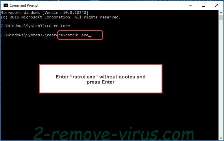 Delete Merl ransomware - command prompt restore execute