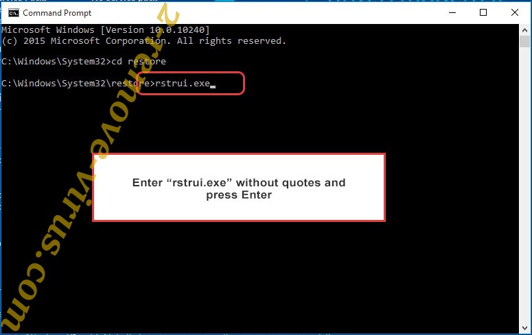Delete Snc ransomware - command prompt restore execute