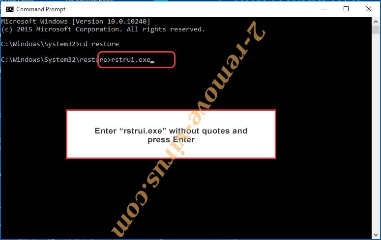 Delete MaxiCrypt ransomware - command prompt restore execute
