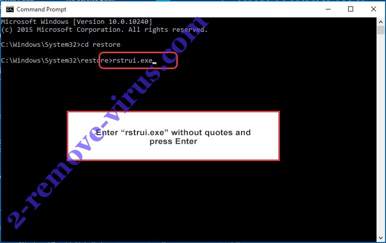 Delete Dewar file ransomware - command prompt restore execute