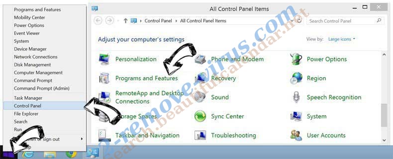 Delete Search.beautifulcalendar.net from Windows 8