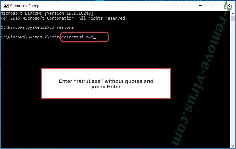 Delete Miia Ransomware - command prompt restore execute
