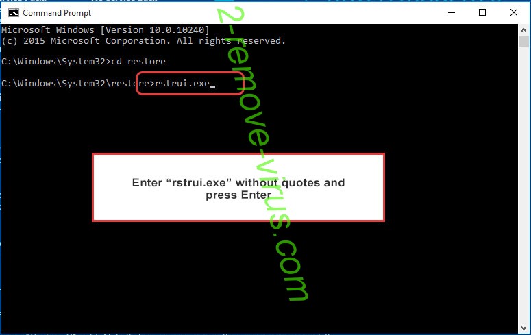 Delete Adrianov Ransomware - command prompt restore execute