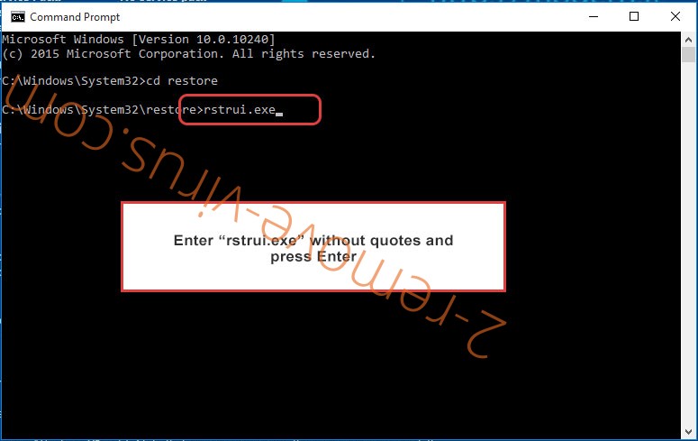 Delete TRU8 ransomware - command prompt restore execute