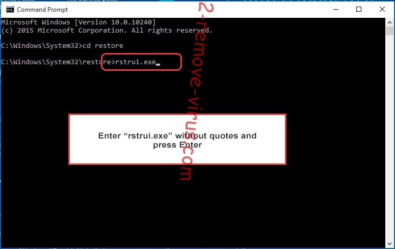 Delete BBOO ransomware - command prompt restore execute