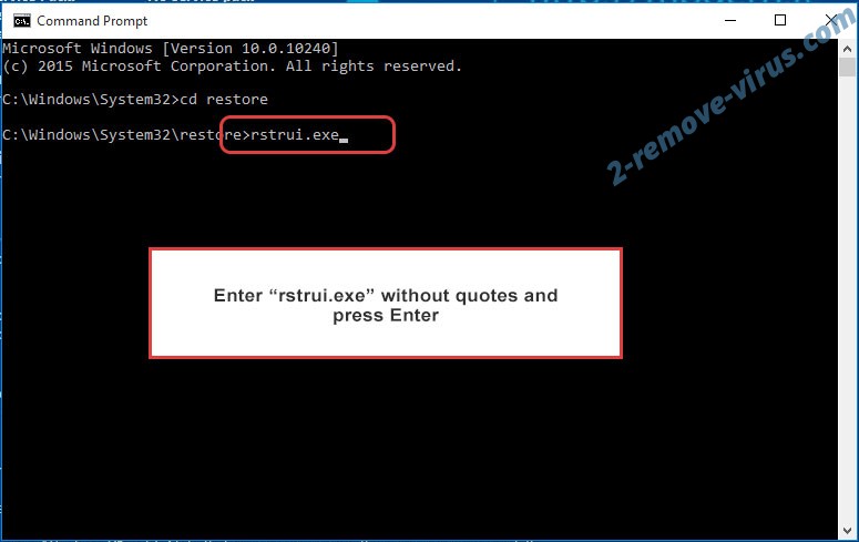 Delete CONTI ransomware - command prompt restore execute