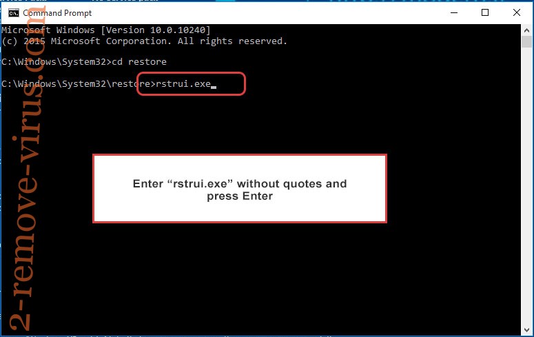 Delete .ZFX Ransomware - command prompt restore execute