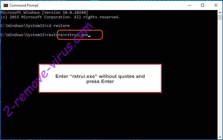 Delete K7bzc Ransomware - command prompt restore execute