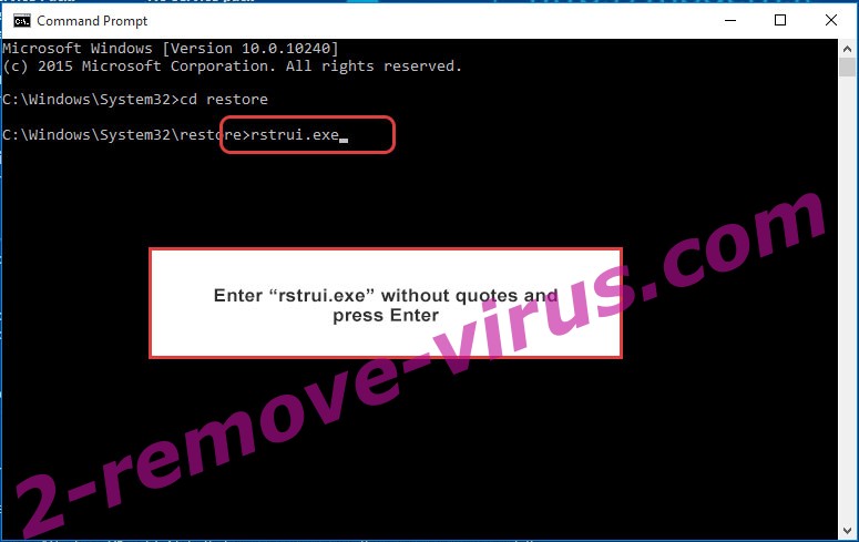 Delete T800 Ransomware - command prompt restore execute