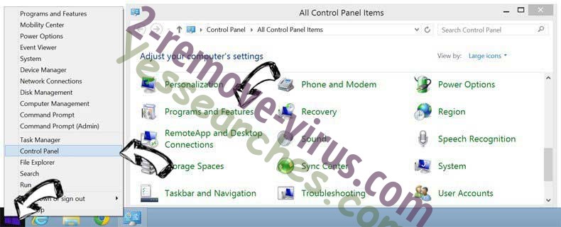 Delete Yessearches.com from Windows 8