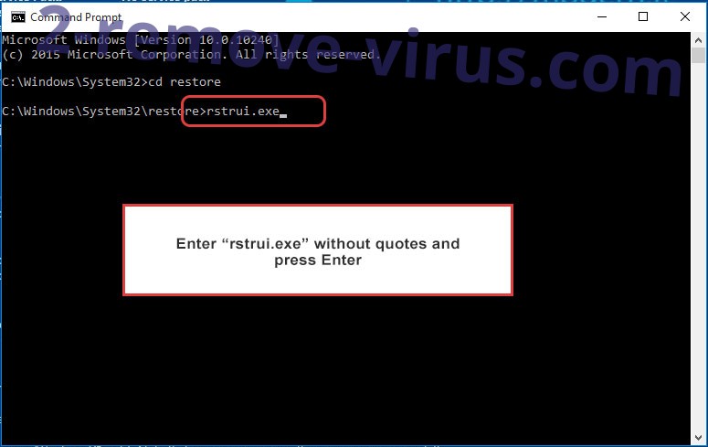 Delete Xbvpnvee ransomware - command prompt restore execute