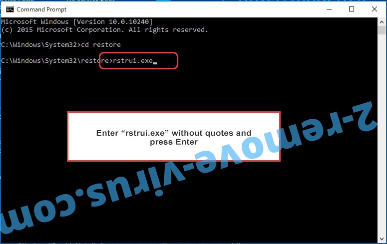 Delete Bpws ransomware - command prompt restore execute