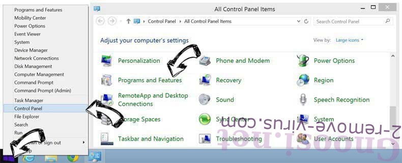 Delete Gnoosi.net from Windows 8