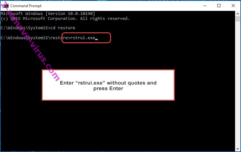 Delete Ouchachia ransomware - command prompt restore execute