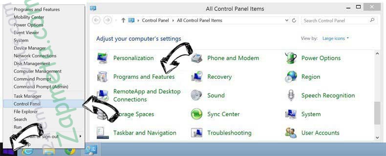 Delete 0sntp7dnrr.com from Windows 8