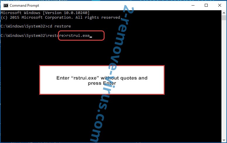 Delete Cadq ransomware - command prompt restore execute