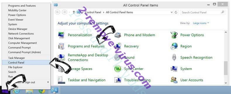 Delete Exinariuminix.info from Windows 8