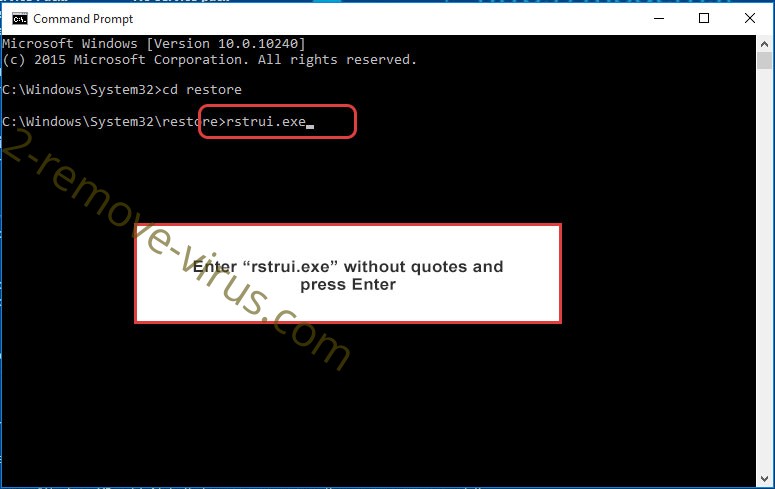 Delete SABS Ransomware - command prompt restore execute