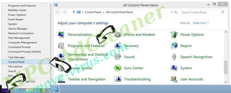 Delete Newscruise.net from Windows 8