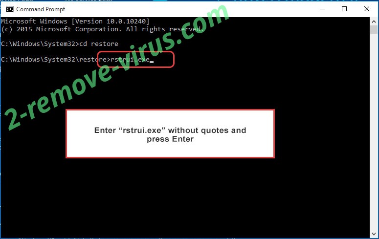 Delete SatanCryptor ransomware - command prompt restore execute