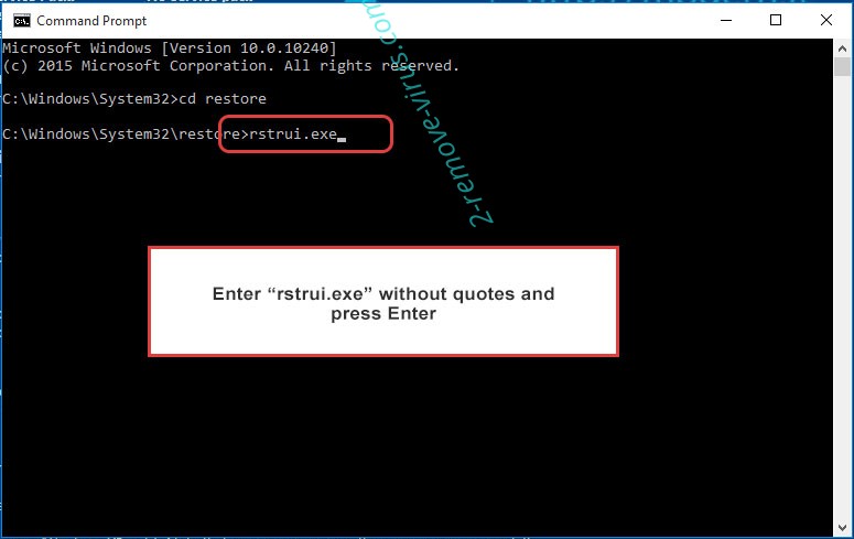 Delete Goaq Ransomware - command prompt restore execute