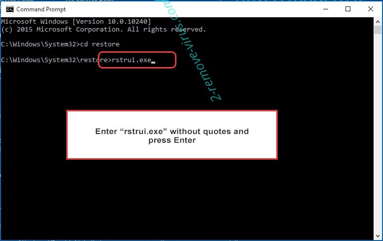 Delete Monero ransomware - command prompt restore execute