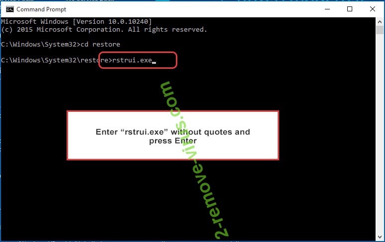 Delete F**k3dup Ransomware - command prompt restore execute