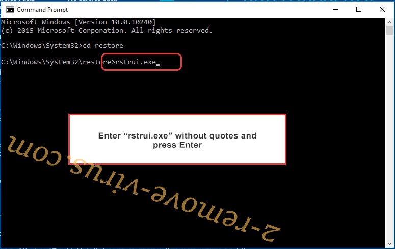 Delete Anon ransomware - command prompt restore execute