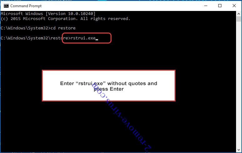 Delete Ekati ransomware - command prompt restore execute