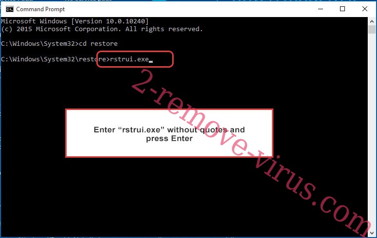 Delete MTP Ransomware - command prompt restore execute