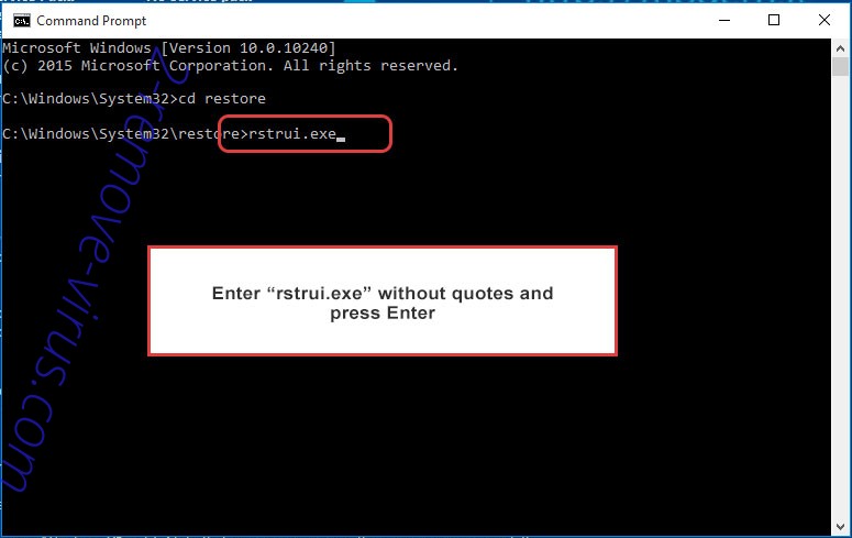 Delete Restore19 ransomware - command prompt restore execute