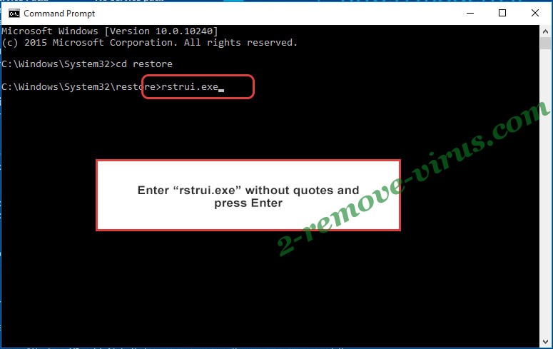 Delete Elantra ransomware - command prompt restore execute