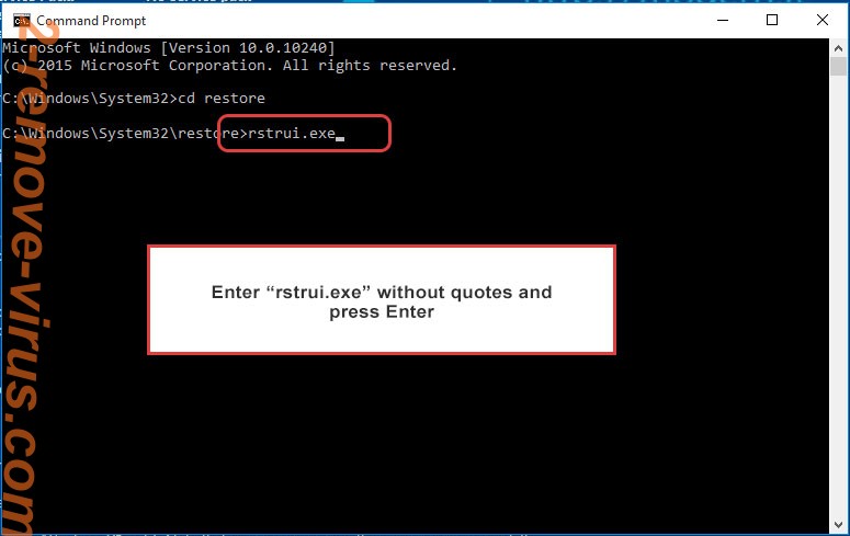 Delete Nochi ransomware - command prompt restore execute