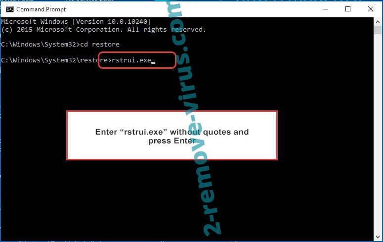 Delete Soviet Locker Ransomware - command prompt restore execute