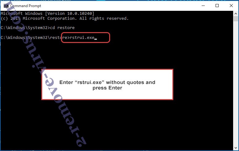 Delete Mespinoza ransomware - command prompt restore execute
