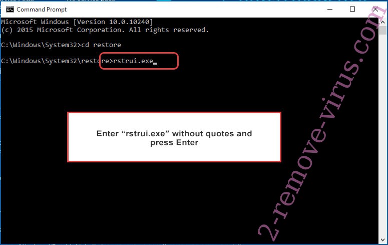 Delete F5Z8A Ransomware - command prompt restore execute
