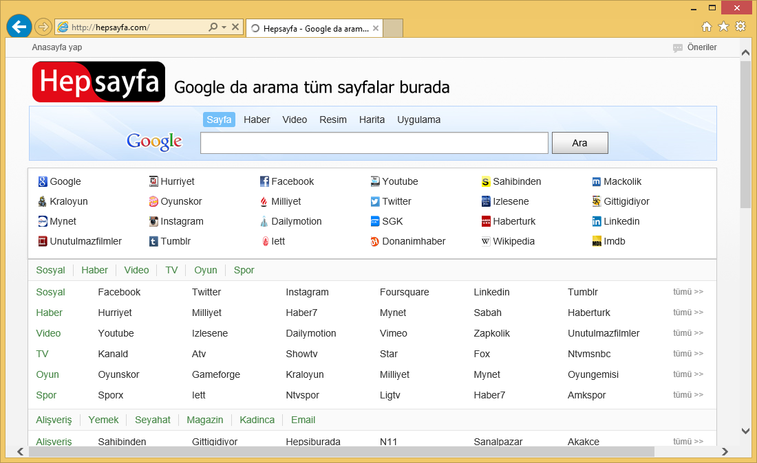 Rimuovere Hepsayfa.com