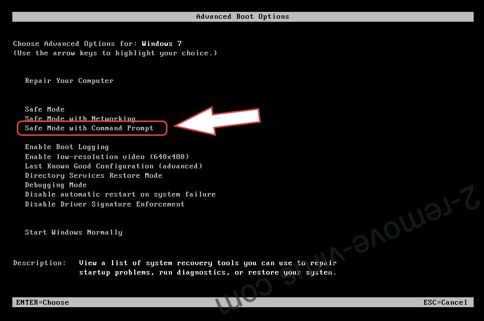 Remove Felix ransomware - boot options